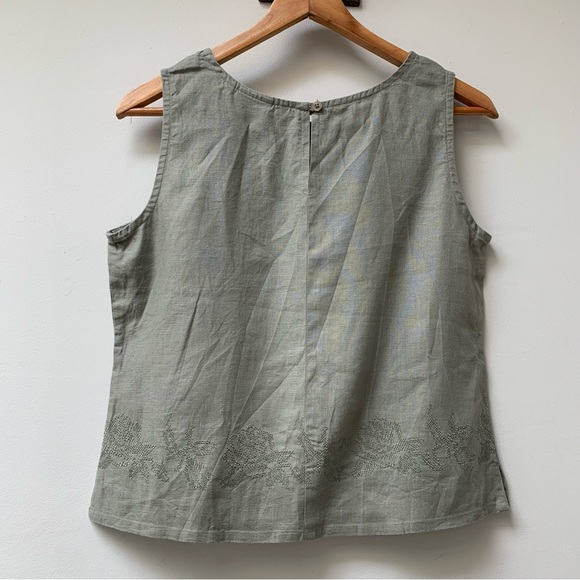 100% linen sleeveless top size uk 12 embroidered - Picture 6 of 7